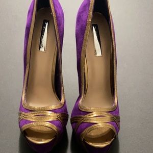 Purple peep toe heels